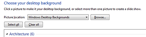 Windows Desktop Background Selections